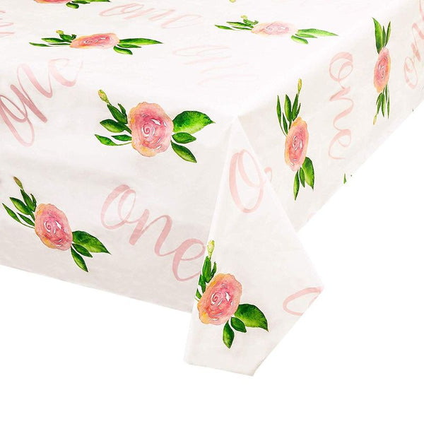 Juvale Blue Panda 3-Pack 1st Birthday Floral Rectangle Party Tablecloth, Plastic Table Cover, 108 x 54 Inches