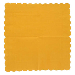 Scalloped Edged Cocktail Napkins (5 x 5 In, Mustard Yellow, 100-Pack)