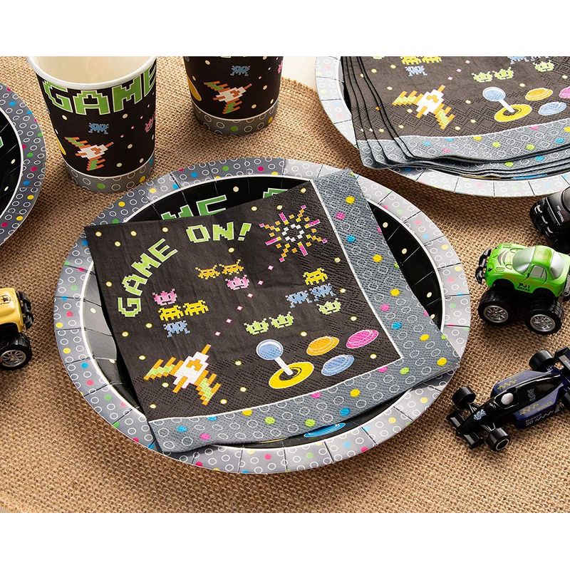 Black Video Game Paper Plates for Birthday Party (9 In, 80 Pack)