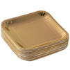 Gold Paper Plates - 48-Pack Disposable 9-Inch Square Plates for Cake, Appetizer, Dessert, Lunch, Metallic Gold Foil, Birthday Party Supplies
