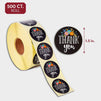 500 Pcs Thank You Stickers Roll for Small Business, 1.5 Inches, Floral/Black