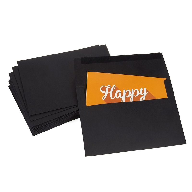 Juvale Black A7 Square Flap Envelopes for 5 x 7 Cards (5.25 x 7.25 in, 50-Pk)