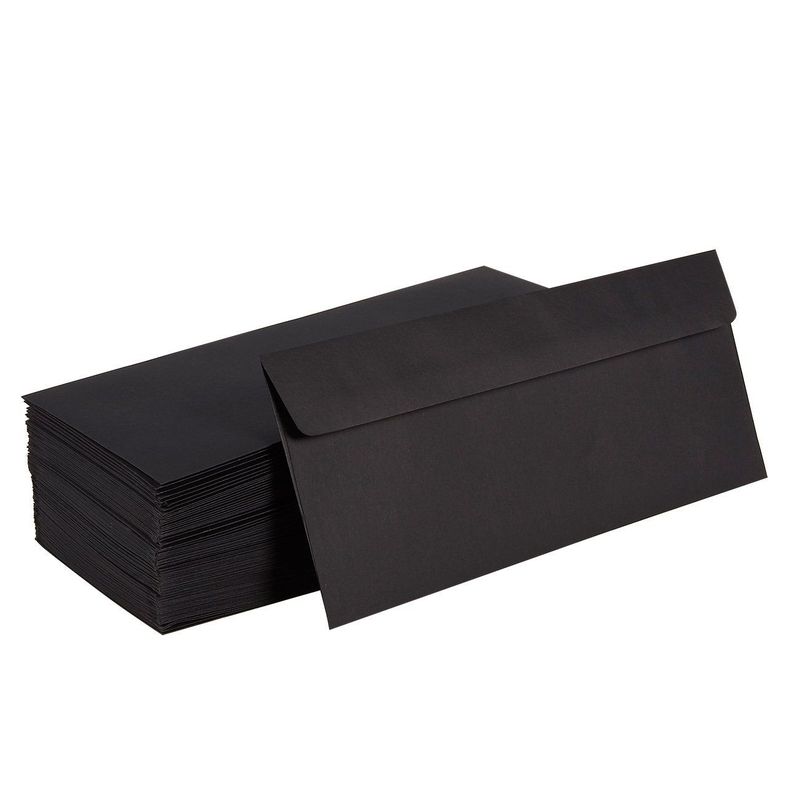 100-Pack #10 Black Envelopes with Square Flap for Mailing, Invitations,  Gift Cer