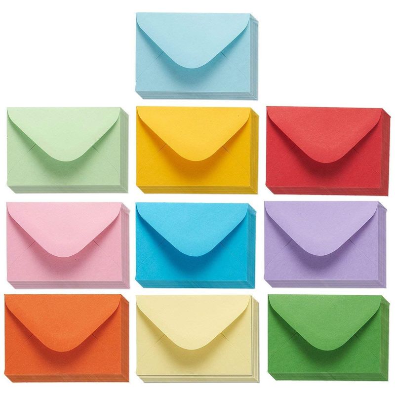 Juvale 100-Count Assorted Color Gift Card Envelopes, Small Envelope Gummed, Mini Tiny Pockets for Note Cards, Business & Wedding, 4 x 2.7 Inches