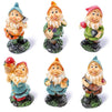 Mini Garden Gnome Statue Set in for Fairy Gardens, Home Decor (4 in, Set of 6)