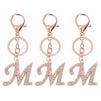 Juvale M Initial Charms - 3-Pack Rose Gold Letter Keyring, Purse Keychain for Handbags, Crystal Alphabet Initial Letter Pendant with Key Ring, 4 Inches