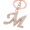 Juvale M Initial Charms - 3-Pack Rose Gold Letter Keyring, Purse Keychain for Handbags, Crystal Alphabet Initial Letter Pendant with Key Ring, 4 Inches