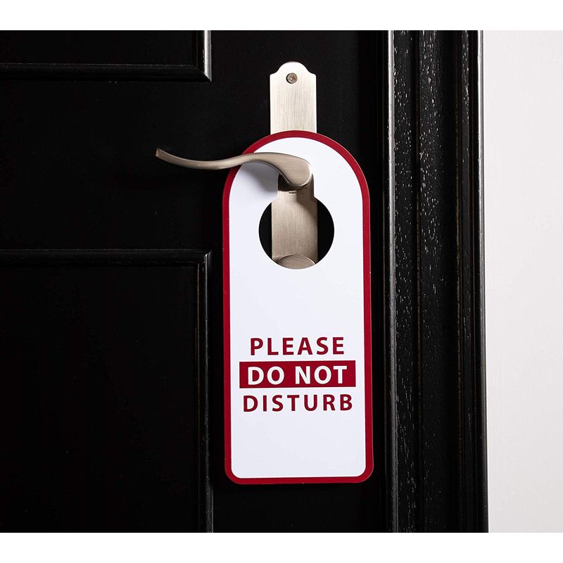 Do Not Disturb Sign - 12-Pack Do Not Disturb, Please Knock Door Hanger, Double Sided Plastic Door Knob Hanger for Privacy, Ideal for Home, Hotel Rooms, B&B, (3.5 x 9.8 in.)
