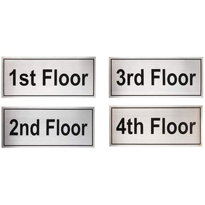 Floor Number Signs - 4-Pack Metal Floor Signs, Aluminum Signs for First, Second, Third, Fourth Floor, Self-Adhesive, Ideal for School, Office, Retail Space, 4.7 x 11 Inches