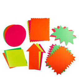 18 Pieces Neon Poster Board Cutout in 6 Shapes for School Project & Sale, 11 x 14