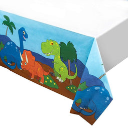 Dinosaur Plastic Tablecloth - 6-Pack Dino Party 54 x 108 Inch Table Cover, Fits Up to 8-Foot Long Tables, Dinosaur Birthday Party Supplies, 4.5 x 9 Feet