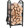 Firewood Rack with Fireplace Tools, Log Holder for Indoor Outdoor (Iron, 15 x 29 x 13 In)