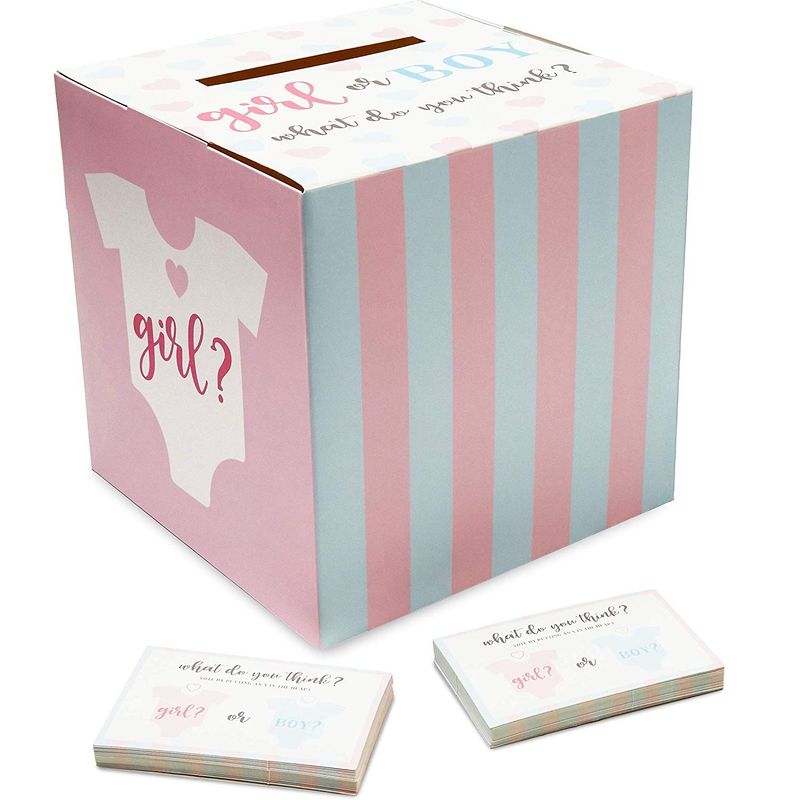 Baby Gender Reveal Pull Out Game Box,with 40 Ballot Cards