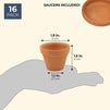 Mini Terra Cotta Pots for Propagation, Flower Pots for Plants with Saucers (1.9 x 1.5 in, 16 Pack)