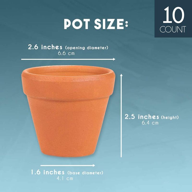 Terra Cotta Pots with Drainage Holes for Plants (2.6 in, 10 Pack)