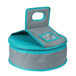 Insulated Round Thermal Casserole Food Carrier for Lunch, Lasagna, Potluck, Picnics, Vacations - Teal and Grey