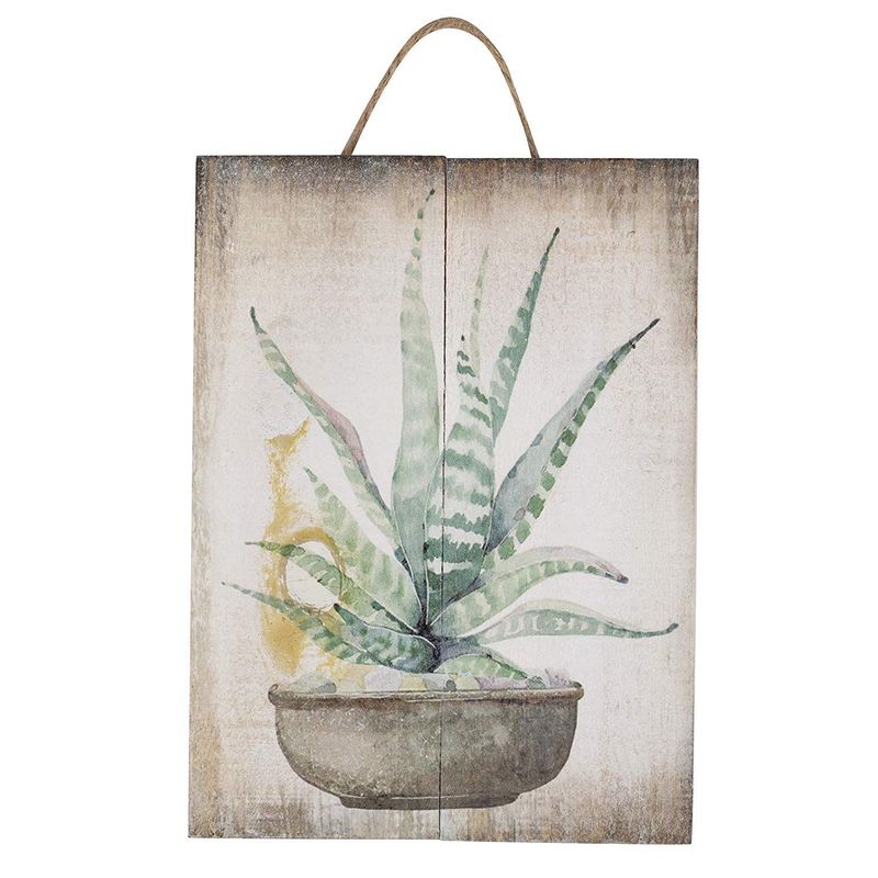 Juvale Wooden Wall Ornament - 4-Piece Small Hanging Decorations Cactus Succulents Design, Natural Decor Living Room, Hallway Dining Room, 8 x 5.9 x 0.9 inches