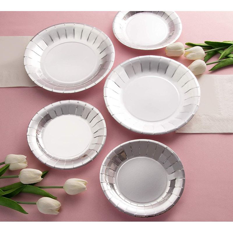 Juvale 80-Pack Floral Party Supplies, White Paper Plates (9 in)