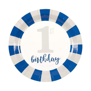 Baby Boys 1st Birthday Party Supplies, Blue Dinnerware Set (Serves 24, 144 Pieces)
