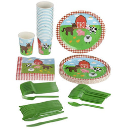 Barnyard Birthday Party Bundle, Includes Plates, Napkins, Cups, and Cutlery (24 Guests,144 Pieces)