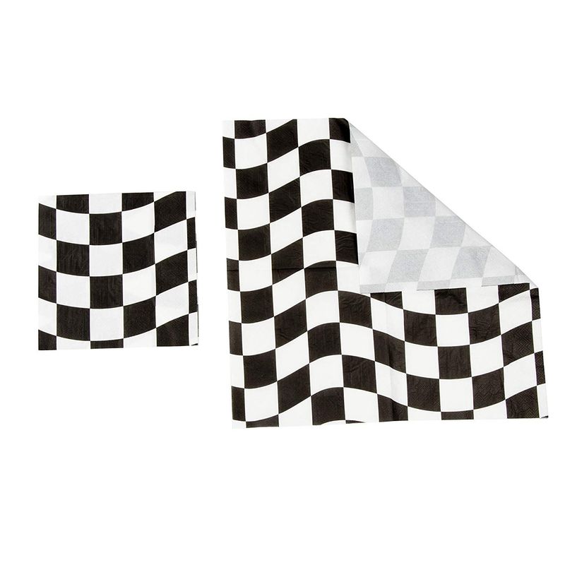 Racecar Dinnerware Set for Kid's Birthday Party, Checkered Design (Serves 24, 144 Pieces)