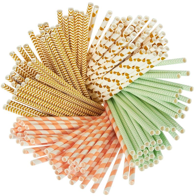 Paper Straws, Party Supplies (4 Colors, 160 Pack)