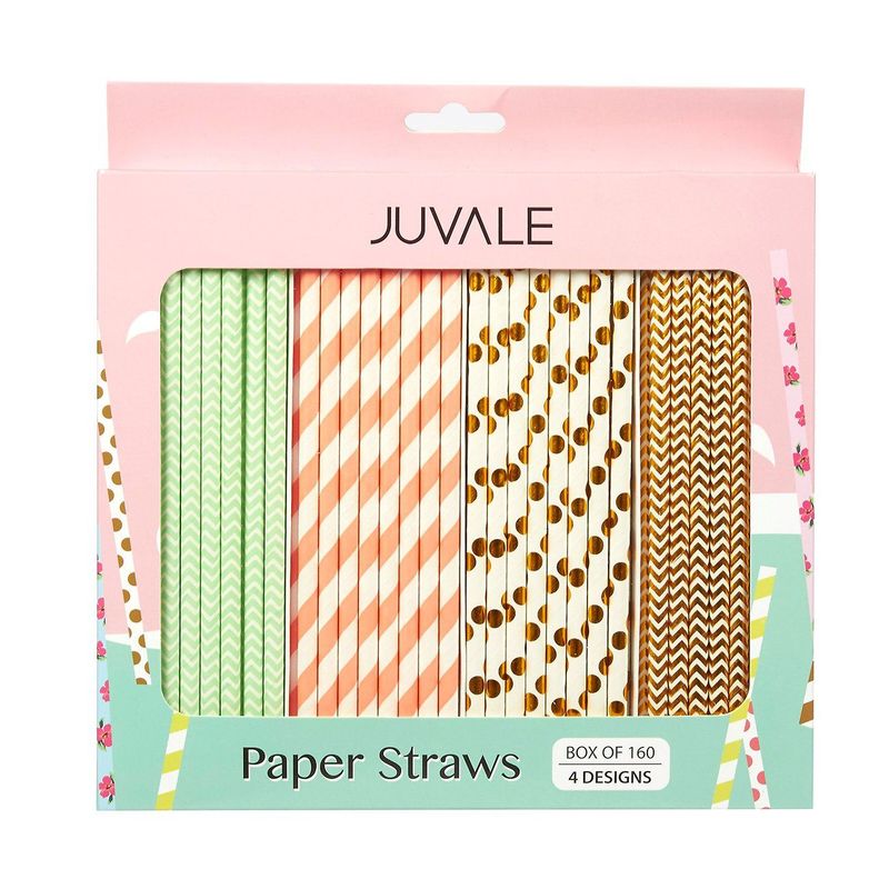 Paper Straws, Party Supplies (4 Colors, 160 Pack)