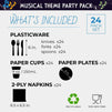 Music Party Supplies, Paper Plates, Napkins, Cups and Plastic Cutlery (Serves 24, 144 Pieces)