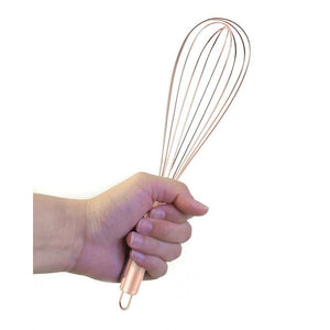 Balloon Whisk - Stainless Steel Copper Coated Wire Whisk, Egg Whisk for Blending, Whisking, Beating, Stirring, Rose Gold, 12 Inches