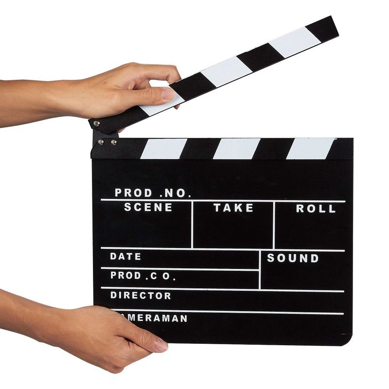 Clapper Board Prop for Film, Movie Director Slate (Black Clapboard, 1 Pack)