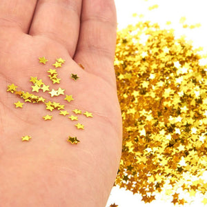 Star Confetti - Metallic Glitter Foil Confetti Star Sequins - Ideal for Balloons, Tables, Art Crafts, Wedding Festival Decor, Bachelorette Party Supplies, DIY Decorations - Gold, 0.1 inches, 7-Ounce