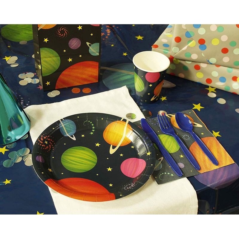 Outer Space Party Bundle Includes Plates, Napkins, Cups, and Cutlery (Serves 24, 144 Total Pieces)