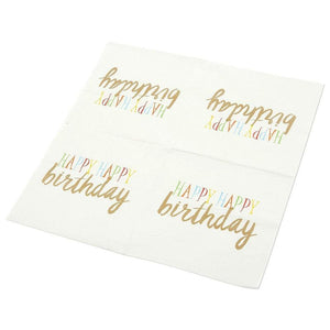 Happy Birthday Rainbow Party Supplies, Paper Napkins (5 x 5 In, White, 100 Pack)