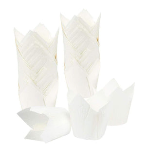 Juvale Tulip Muffin Wrappers (100 Pack) Large Paper Liners, White