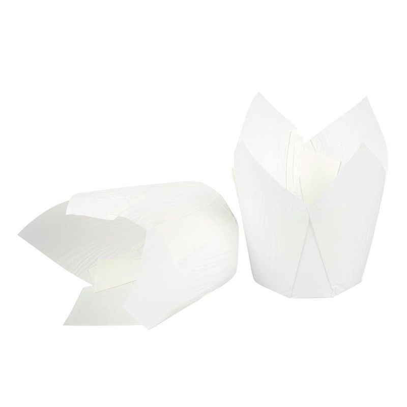 Juvale Tulip Muffin Wrappers (100 Pack) Large Paper Liners, White