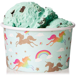 Juvale 100-Count Ice Cream Sundae Cups, Yogurt Dessert Bowls, Paper Rainbow Unicorn Party Supplies, 8-Ounces, Light Blue