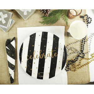 Black and White Party Bundle, Includes Plates, Napkins, Cups, and Cutlery (Serves 48, 288-Pieces)