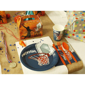 Basketball Sports Birthday Party Supplies with Plates, Napkins, Cups, Cutlery (Serves 24, 144 Pieces)