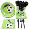 Soccer Party Party Bundle Includes Plates, Napkins, Cups, and Cutlery(Serves 24, 144 Pieces)