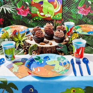 Juvale Dinosaur Party Supplies (Serves 24) Perfect Dinosaur Birthday Party Supplies Including Plates, Knives, Spoons, Forks, Cups and Napkins.