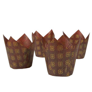 Brown Cupcake Wrappers, Tulip Muffin Liners for Birthdays, Weddings (100 Pack)