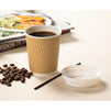 Disposable Kraft Paper Insulated Coffee Cups with Lids and Stirring Straws (8 oz, 100 Pack)