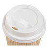 Disposable Kraft Paper Insulated Coffee Cups with Lids and Stirring Straws (8 oz, 100 Pack)