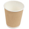 Disposable Kraft Paper Insulated Coffee Cups with Lids and Stirring Straws (8 oz, 100 Pack)