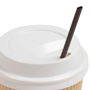 Disposable Kraft Paper Insulated Coffee Cups with Lids and Stirring Straws (8 oz, 100 Pack)