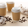 Disposable Kraft Paper Insulated Coffee Cups with Lids and Stirring Straws (8 oz, 100 Pack)