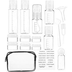 Travel Bottle Kit Set for Toiletries and Makeup with Travel Bag (Clear, 16 Pack)
