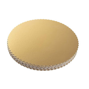 12-Pack Round Cake Boards, Cardboard Scalloped Cake Circle Bases, 12 Inches Diameter, Gold