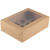 Kraft Cupcake Boxes with Clear Window and Inserts (14 x 4 x 10 In, 12 Pack)