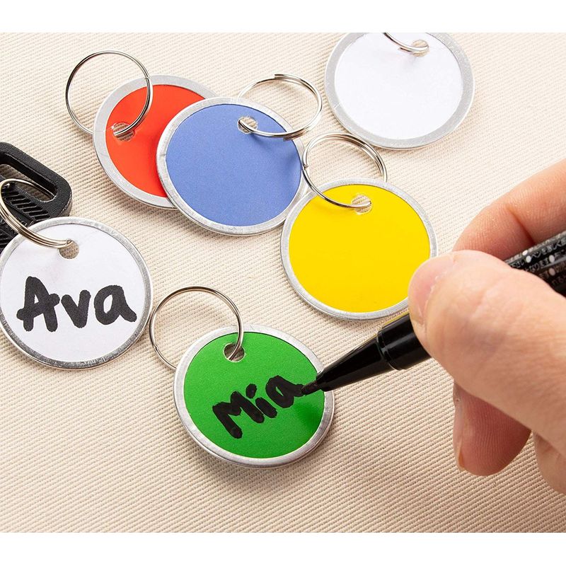 Paper Key Tags - 100 Pack Paper Key ID Label Name Tags with Split Ring, Keychain, Rim Tag, Small Coded Key Chain Keyring Set for Kids Backpack, Luggage, Pets, Assorted Colors, 1.2 Inches in Diameter